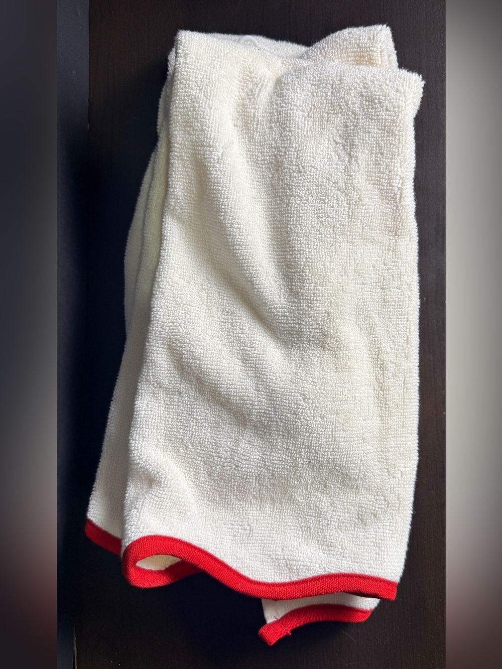 2 Soft White hand Towel with Red Trim